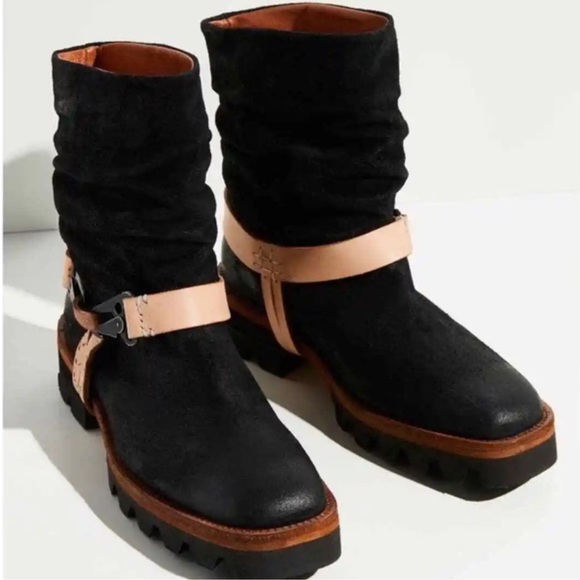 NWOT Free People x We The Free Reya Harness Ankle Boots, Color Black, Size 37.5 - Picture 2 of 6